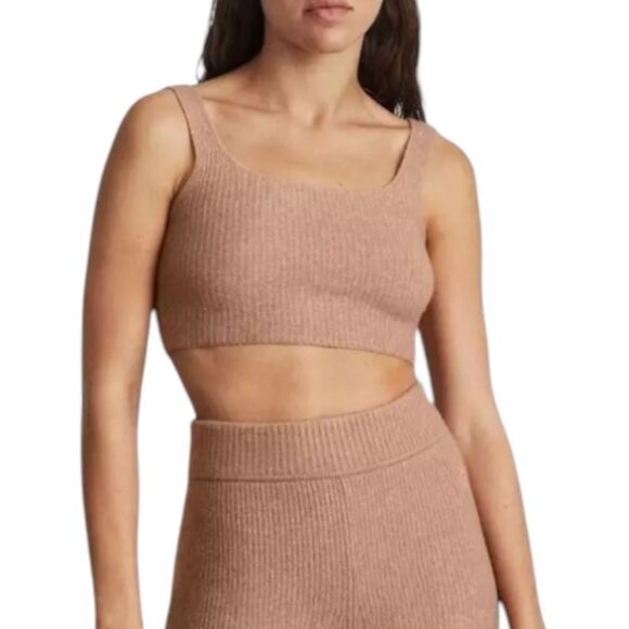 Everlane Tops - Everlane Tank Top Woman’s Size Large Cozy Knit Stretch Tan Cropped NEW